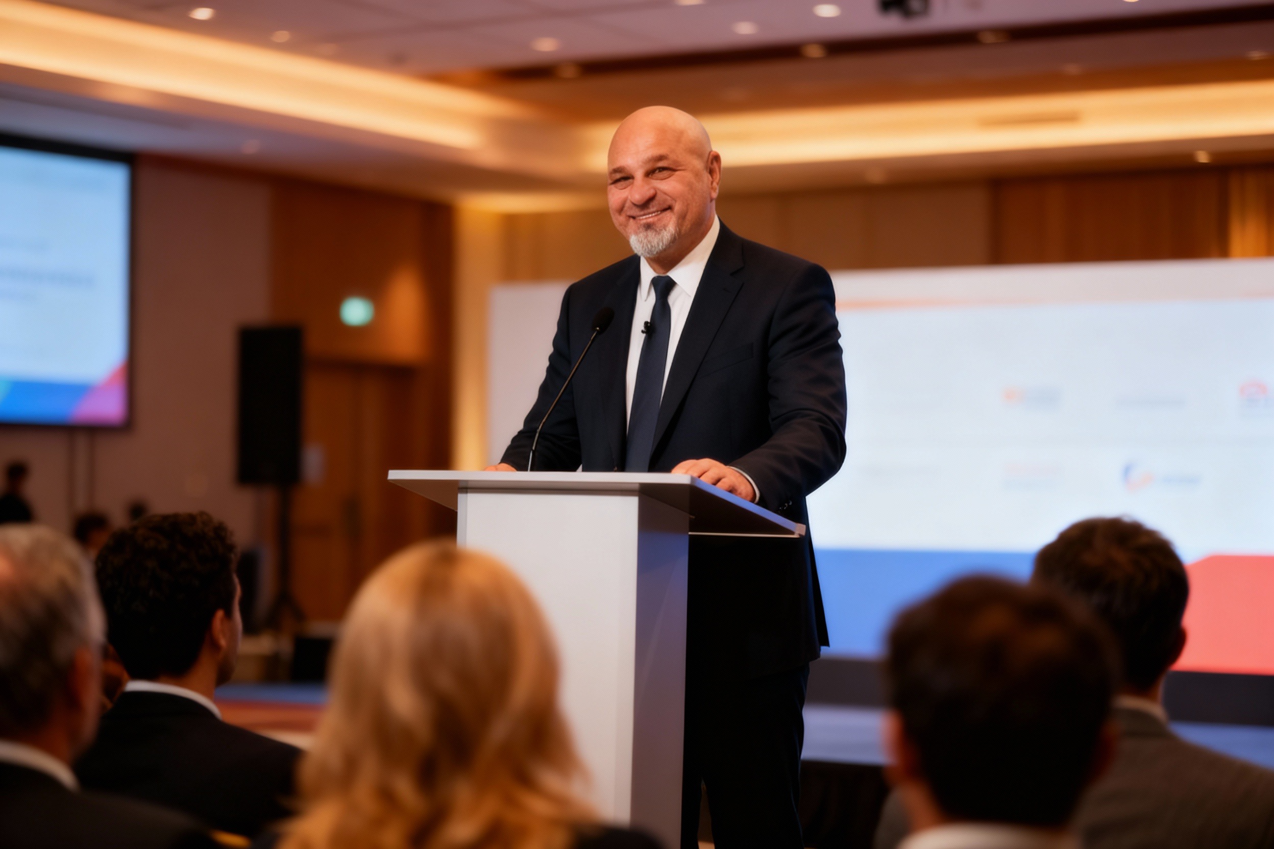 Dr. Vincenzo Aliberti speaking at a podium